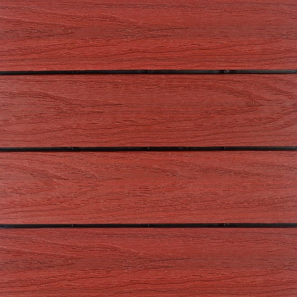 NewTechWood UltraShield Naturale 1 ft. x 1 ft. Quick Deck Outdoor Composite Deck Tile in Swedish Red (10 sq. ft. Per Box)