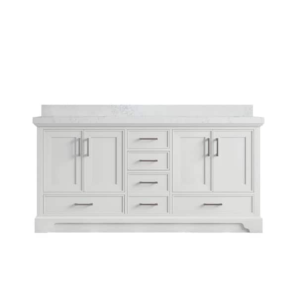 Willow Collections Charlotte 72 in. Double Sink Freestanding White Bath Vanity with Empira White Qt. Top Unassembled