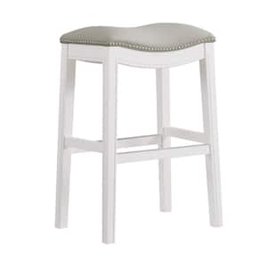Williston 31 in. Rectangle White Backless Wood Bar Height Stool with Cushioned Seat