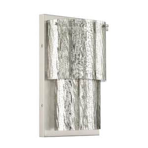 Museo 2-Light Brushed Polished Nickel Finish Wall Sconce with Mercury Glass Shade