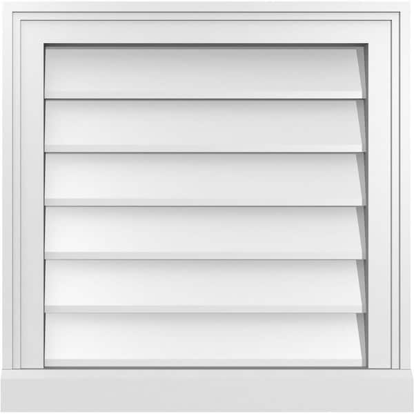Ekena Millwork 20 in. x 20 in. Vertical Surface Mount PVC Gable Vent: Decorative with Brickmould Sill Frame