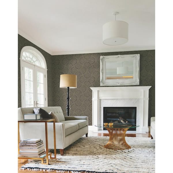 Black Metallic Cabaret Paper Unpasted Wallpaper (27 in. x 27 ft.)