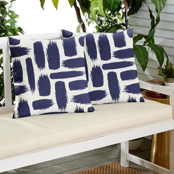 Sorra Home Preview Lagoon Square Outdoor/Indoor Large Knife Edge Throw Pillow 24 in. x 24 in. (Set of 2)