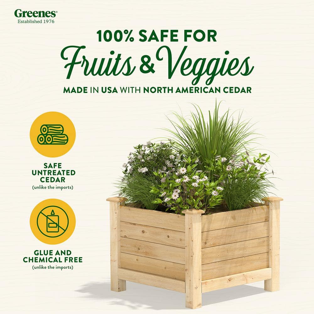 Natural Cedar Square Elevated Outdoor Planter Box
