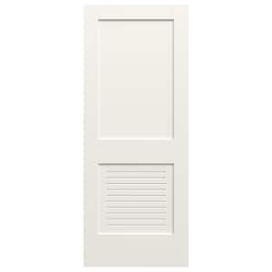 28 in. x 80 in. 2-Panel Solid Core White Primed MDF Wood Interior Door Slab with Lower Modern Ventilated Panel Louver