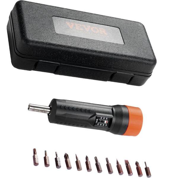 1/4 in. 12 Bits Drive Torque Screwdriver Wrench Set with View Window and Case,10-70 in-lbs. Torque Adjustment Range