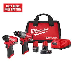 M12 FUEL 12-Volt Lithium-Ion Brushless Cordless Hammer Drill and Impact Driver Combo Kit w/2 Batteries and Bag (2-Tool)
