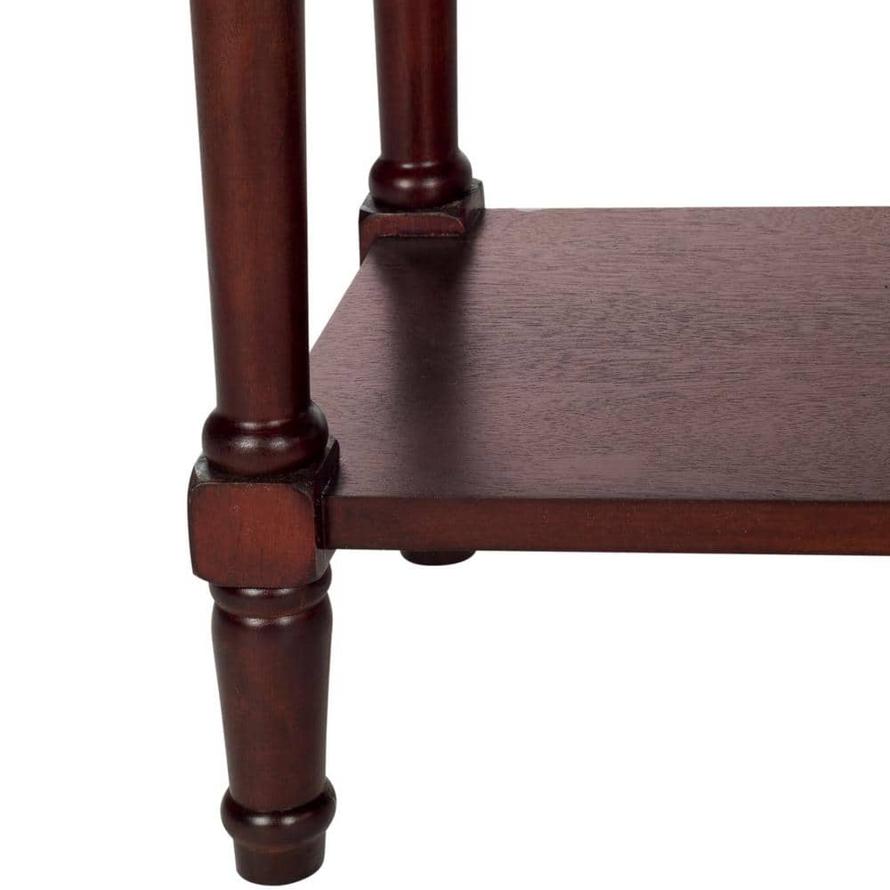 Christa Cherry Pine Console Table with Rattan Storage
