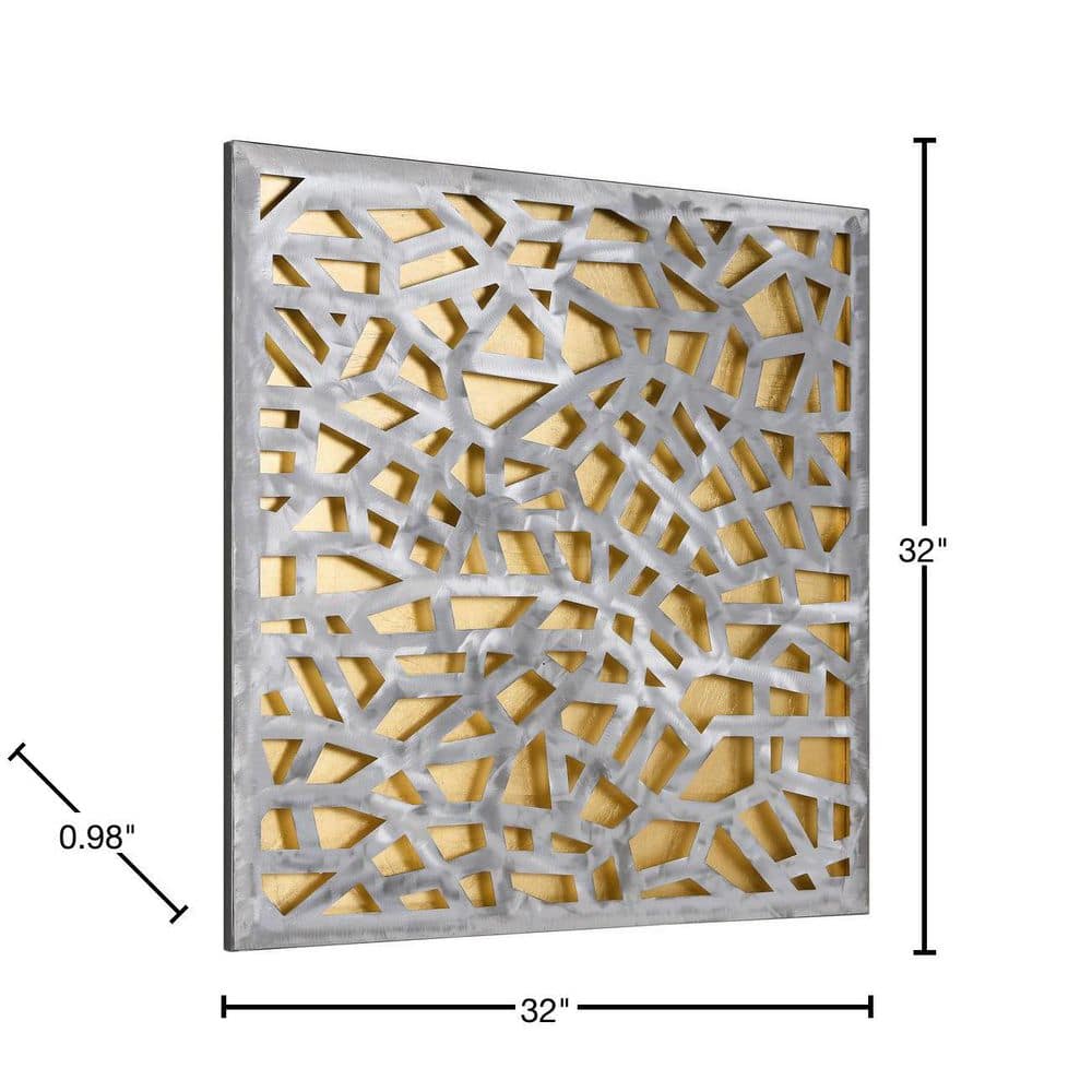 Gold Enigma 32" Polished Steel and Gold Leaf Wall Sculpture