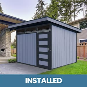 Installed Halcyon 8 ft. x 12 ft. Wooden Shed with Metal Roof