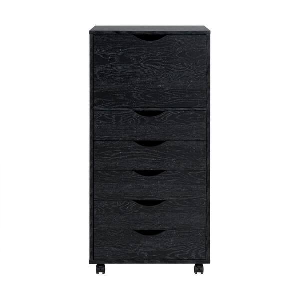MAYKOOSH Distressed Black, 6 Drawer with Shelf, 41 in. H x 16 in. W x 19 in. D Wooden File Cabinet for Home Vertical File Cabinet