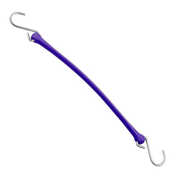 The Perfect Bungee 13 in. Polyurethane Bungee Strap with Stainless Steel S-Hooks (Overall Length: 18 in.) in Purple-DISCONTINUED