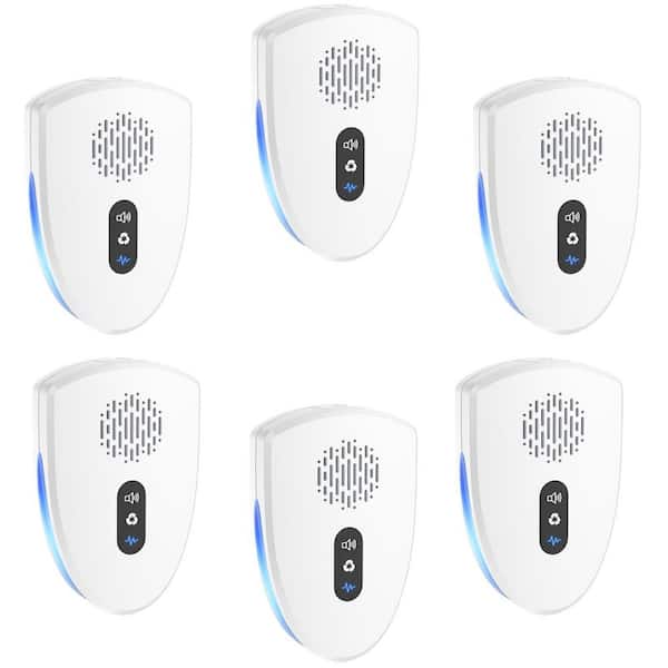 White 5-Watt Electronic Indoor Ultrasonic Pest Control Repeller (6-Pack), Simple Operation and 3 Mode Switching