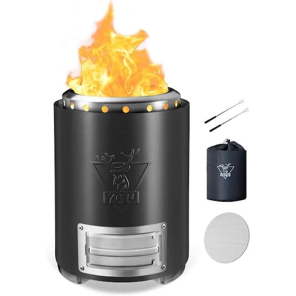 Mximu 9.7 in. H x 7.1 in. Black Flame Intensity Control Tabletop Fire Pit for Outdoor with Travel Bag and 2 Mini Sticks