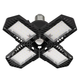 11 in. 60-Watt Black Motion Sensor LED Flush Mount Adjustable LED Garage Light with Foldable Panels