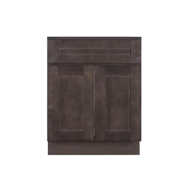 LIFEART CABINETRY Lancaster Shaker Assembled 24 in. W x 21 in. D x 33 in. H Bath Vanity Cabinet with 2 Doors in Vintage Charcoal