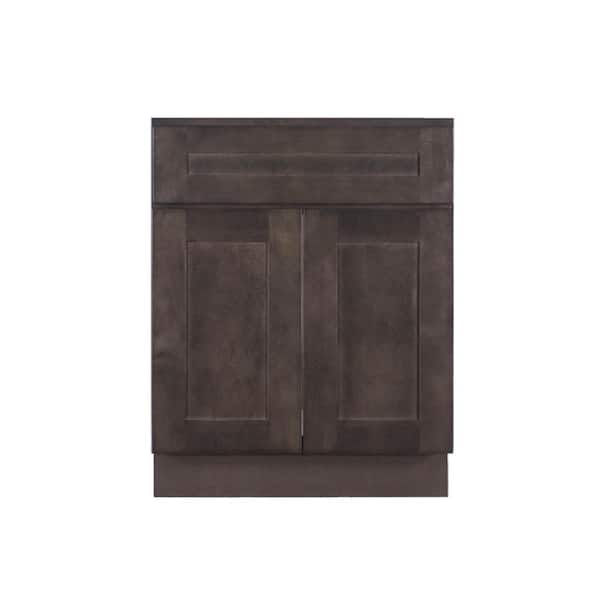 LIFEART CABINETRY Lancaster Shaker Assembled 27 in. x 34.5 in. x 24 in. Sink Base Cabinet with 2 Doors in Vintage Charcoal