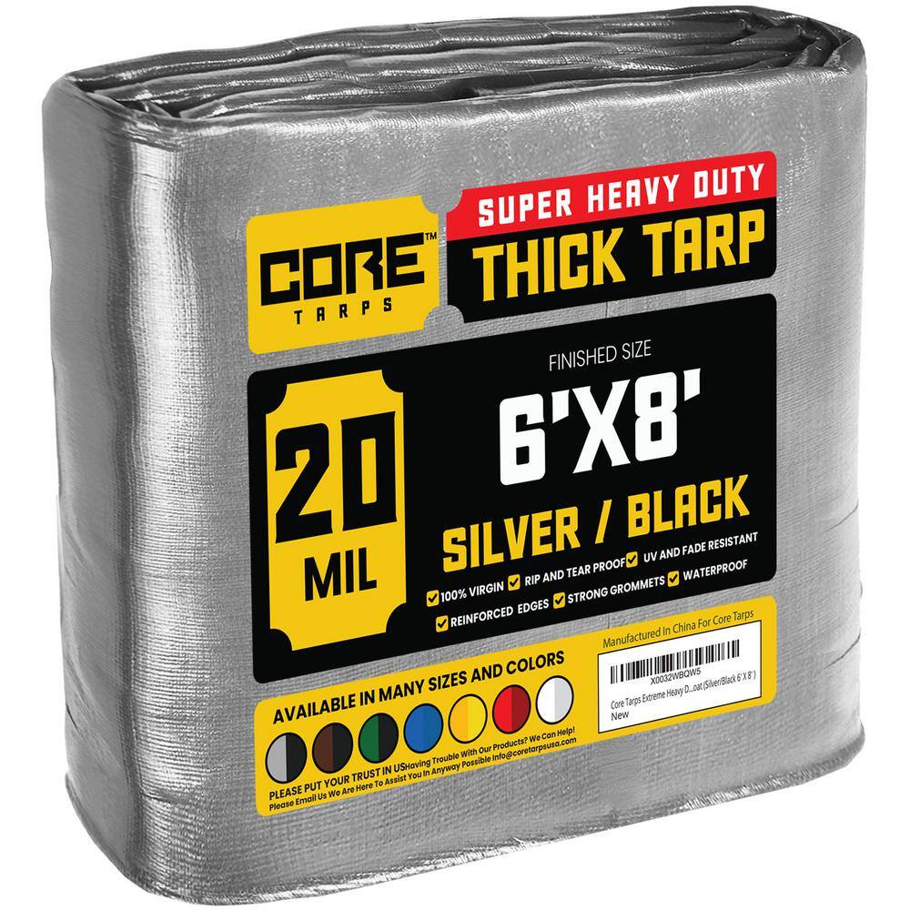 CORE TARPS 6 ft. x 8 ft. Silver/Black 20 Mil Heavy Duty Polyethylene