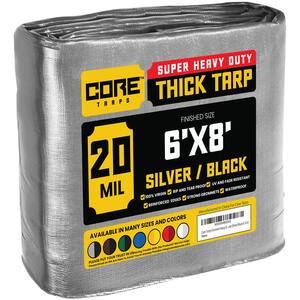 6 ft. x 8 ft. Silver and Black Polyethylene Heavy Duty 20 Mil Tarp, Waterproof, UV Resistant, Rip and Tear Proof