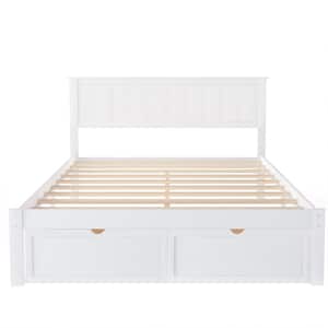 Lucia White Full Size Platform Bed with Under Bed Drawer