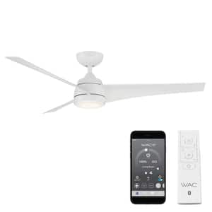 Sonoma 56 in. Integrated LED Indoor and Outdoor 3-Blade Smart Ceiling Fan Matte White with Remote 3000k