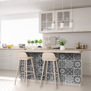 White, Black SB15 5 in. x 5 in. Vinyl Peel and Stick Tile (24 Tiles, 4.17 sq. ft./Pack)