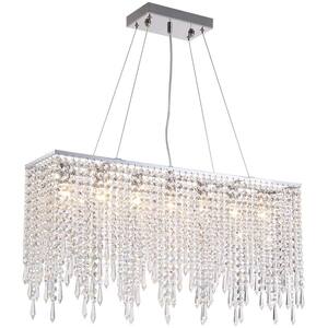 A1A9 Traditional 5-lights Crystal Hanging Chrome Finished Chandelier 