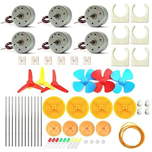 Unbranded DIY Educational Physics Experiment Mini Generator Motor Kit 6 Set with Propellers LED for School Science Project