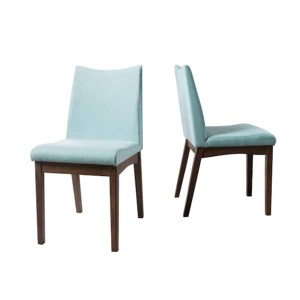 Noble House Dimitri Mint and Walnut Fabric Upholstered Dining Chair (Set of 2)