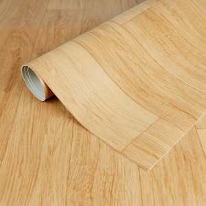 6 MIL x 3.28 ft. W x Cut to Length Thickness Waterproof Vinyl Sheet Flooring, Light Wood Grain(Covered 53.82 sq.ft./Box)