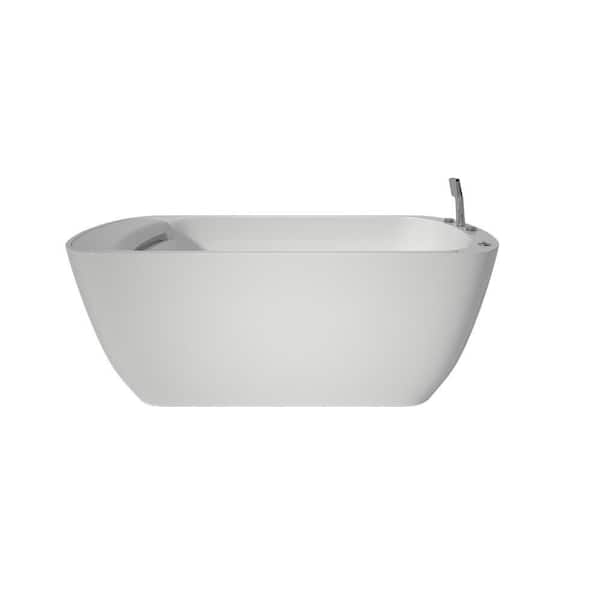 67 in. x 33 in. Acrylic Flatbottom Freestanding Whirlpool and Air Combination Bathtub in White