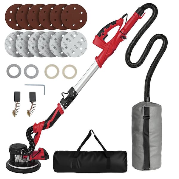 1/4 in. x 0.8 ft. x 5.8 ft.Electric Drywall Sander with Vacuum Dust Collection,LED Working Lights, Extendable Handle,Red