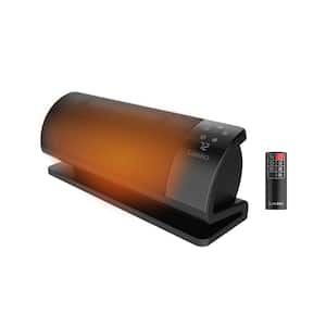 1500W 9 in. Electric Forced Air Ceramic Low Profile Space Heater in Black with 3-Heat Settings, Remote, Powered Louvers