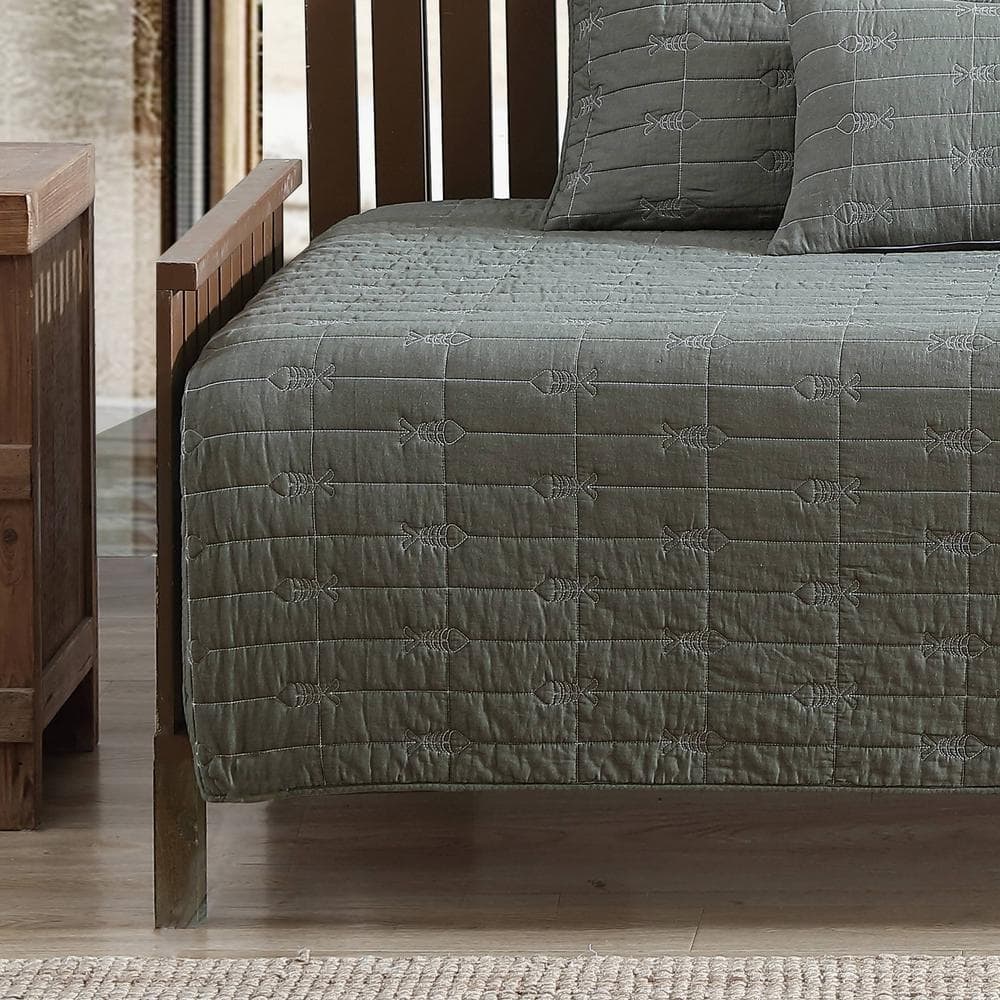 Sage Green Cotton Reversible Kids Daybed Set