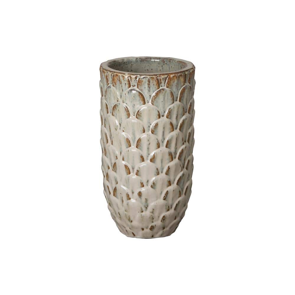 Antique White Ceramic Pinecone Planter for Indoor/Outdoor Use