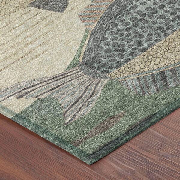 Chantille Machine Washable Indoor/Outdoor Abstract ACN2447 Basil 2 ft. x 7 ft. Runner Rug