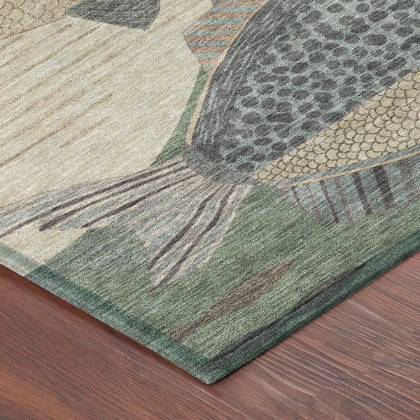 Chantille Machine Washable Indoor/Outdoor Abstract ACN2447 Basil 8 ft. x 10 ft. Area Rug