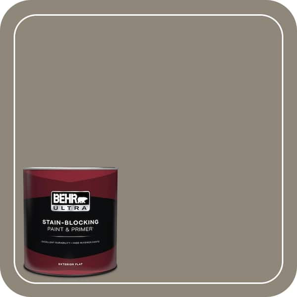 BEHR ULTRA 1 qt. #T16-08 Fifth Olive-Nue Flat Exterior Paint & Primer