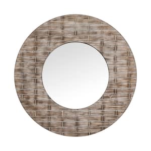 36 in. W x 36 in. H Round Rustic Framed Wall Bathroom Vanity Mirror