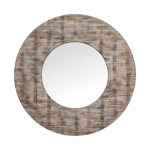 matrix decor 36 in. W x 36 in. H Round Rustic Framed Wall Bathroom Vanity Mirror