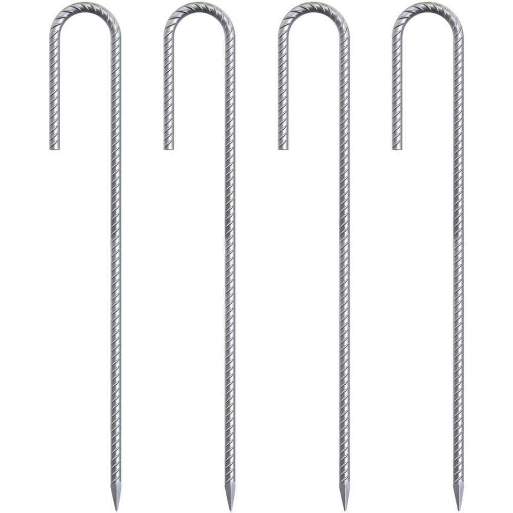 12 in. Galvanized Steel J Heavy Duty Ground Rebar Stakes, Garden Decoration, White (4-Pack) price history on PriceWatchPro