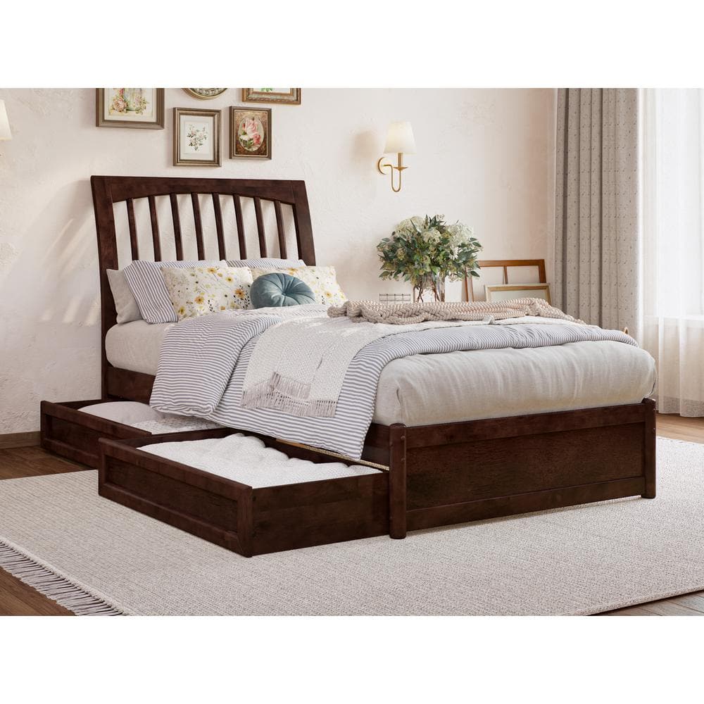 AFI Roslyn Walnut Brown Solid Wood Frame Twin XL Platform Bed with ...