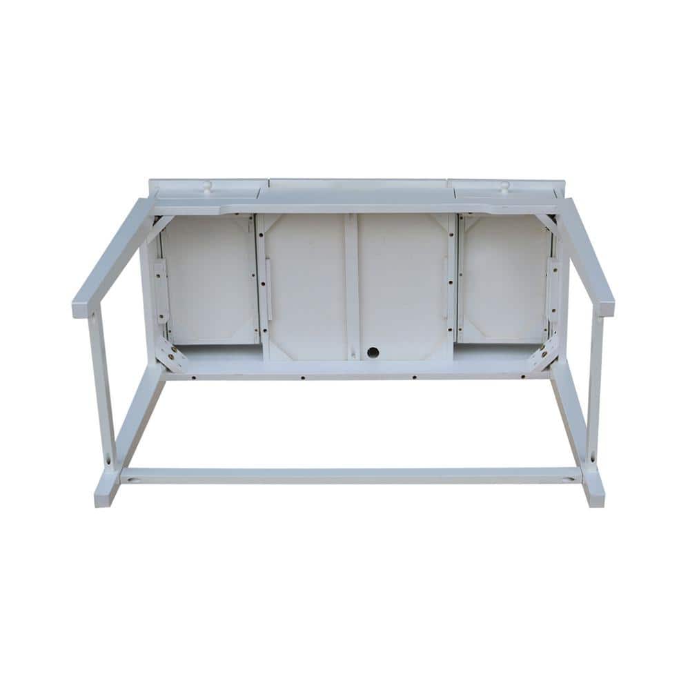 White Solid Wood Traditional Vanity Table with Bench