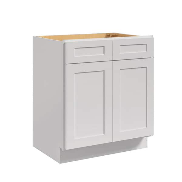 30 in. W x 24 in. D x 34.5 in. H in Shaker Dove Plywood Ready to Assemble Sink Base Cabinets with Shelf