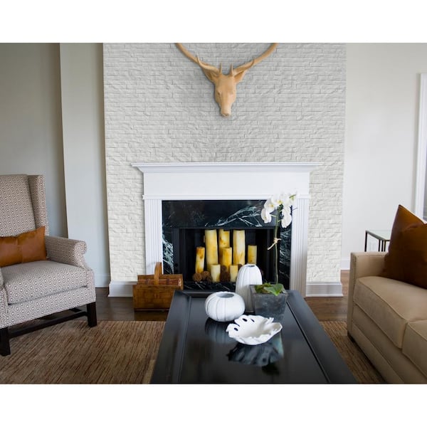 24 in. x 24 in. Ledge Stone PVC Seamless 3D Wall Panels in White 1-Piece