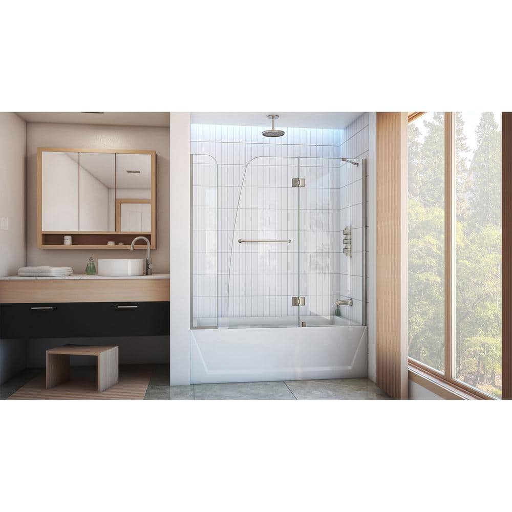 Aqua 56-60" Frameless Clear Glass Hinged Tub Door