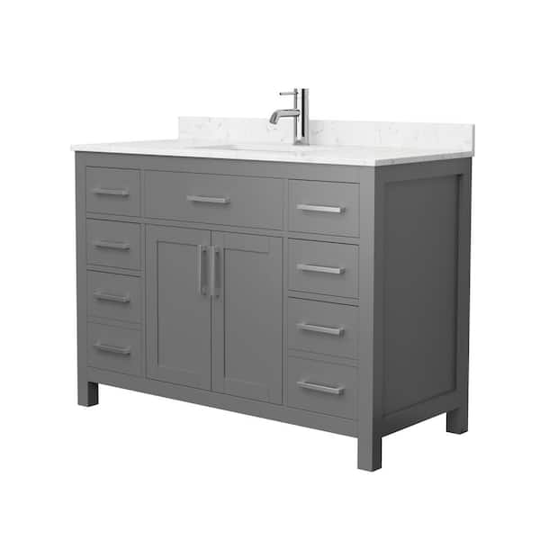Wyndham Collection Beckett 48 in. W x 22 in. D x 35 in. H Single Sink Bathroom Vanity in Dark Gray with Carrara Cultured Marble Top