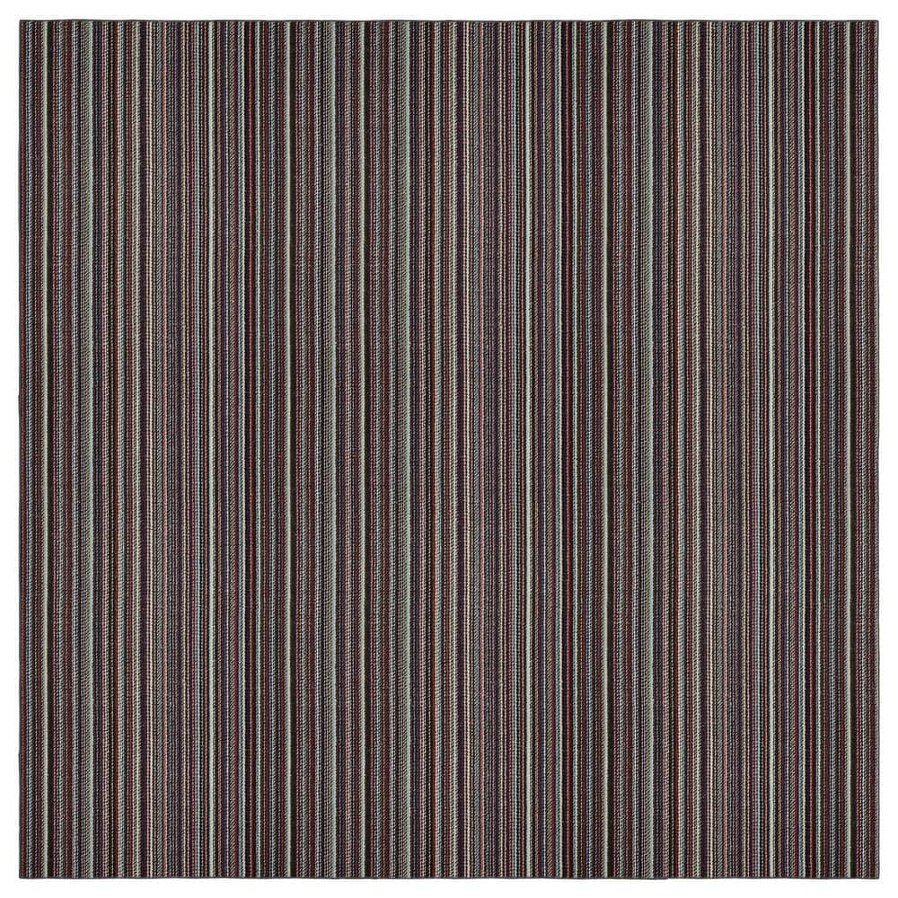 Carnival Stripe 12' Square Tufted Multicolor Synthetic Area Rug