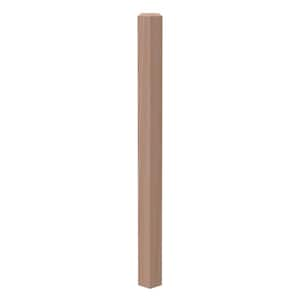 Stair Parts 48 in. x 3 in. Unfinished Red Oak Chamfered Top Solid Core Box Newel Post for Stair Remodel