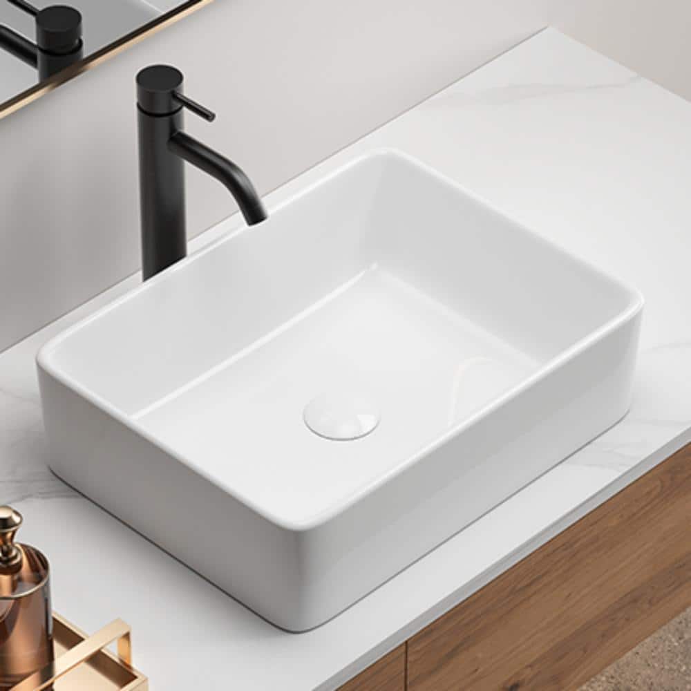 19 in.W x 15 in.D White Ceramic Bath Vessel Sink With Rectangular Above Counter Basin,No Faucet,Easy Clean price history on PriceWatchPro